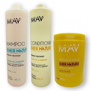4 Shampoo x1lt  c/u + 4 Acondicionadores x1l c/u + 4 Mascaras Argan x1kg c/uEver Nature - Mav