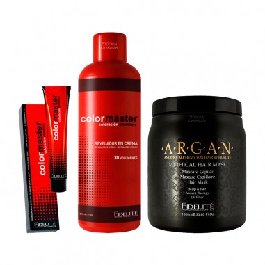12 Tinturas Color Master + 1 Oxidante x 900ml + 1 Mascara Argan 1 kg - Fidelite