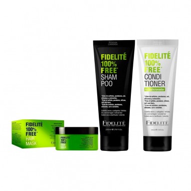 Shampoo 230 ml. + Acondicionador 230 ml. + Mascara 250 gr. - linea Free - Fidelite