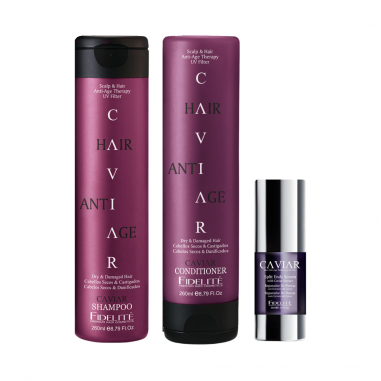 Hidratación Cabello Secos: Shampoo, Acondicionador y Sérum Caviar Fidelite