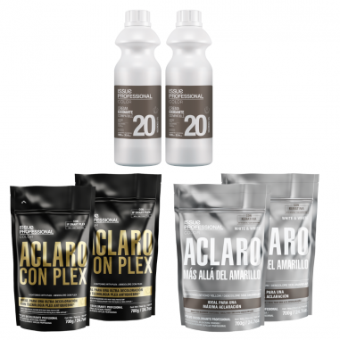 4 Polvos X700grs + 2 Oxidantes 20vol X900ml  - Issue Professional
